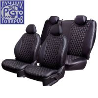 Чехлы Премиум Экокожа Байрон Ромб на Nissan Sentra 7 (B17) 2012-2017 г.в.